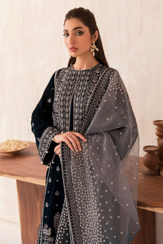 Velnora Velvet Heavy Embroiderd Front with fully Seqwence And Heavy embroiderd Border