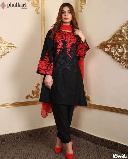 VELNORACLOTHING – Premium Dhanak Embroidered 2PC Winter Suit | Full Emb Front & Sleeves | Dyed Trouser