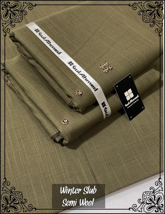 VELNORACLOTHING – Spanish Semi Wool Slub Fabric 4M | Winter Collection Vol.4 | Premium Quality with Buttons & Bag