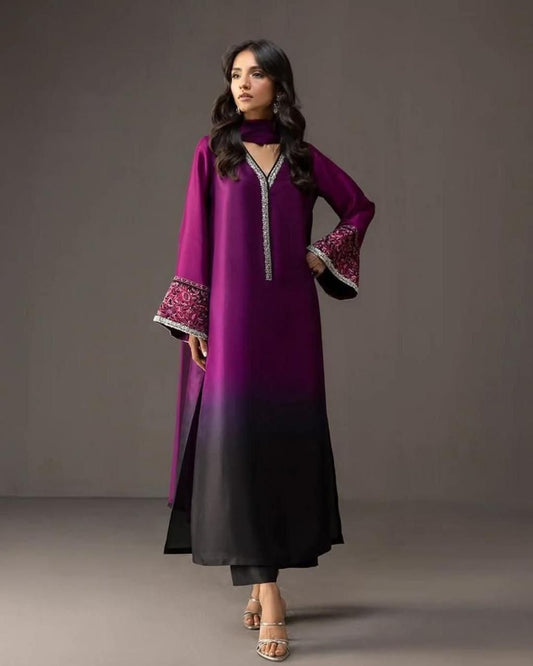 New Arrival | Tie & Dye Digital Printed 3PC Shamooz Silk Suit – VELNORA CLOTHING*be*