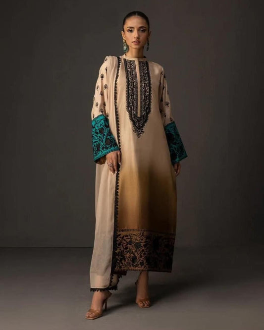 New Arrival | Tie & Dye Digital Printed 3PC Shamooz Silk Suit – VELNORA CLOTHING