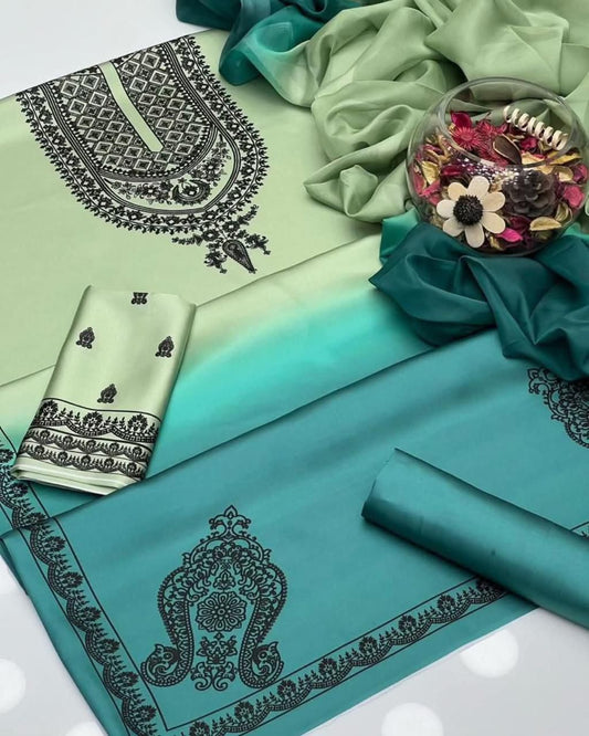 New Arrival | Tie & Dye Digital Printed 3PC Shamooz Silk Suit – VELNORA CLOTHING