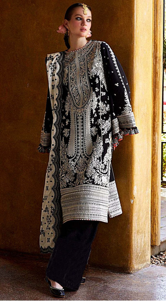 Velnora 3PC Dhanak Embroidered Suit with Heavy Shawl | Premium Dhanak