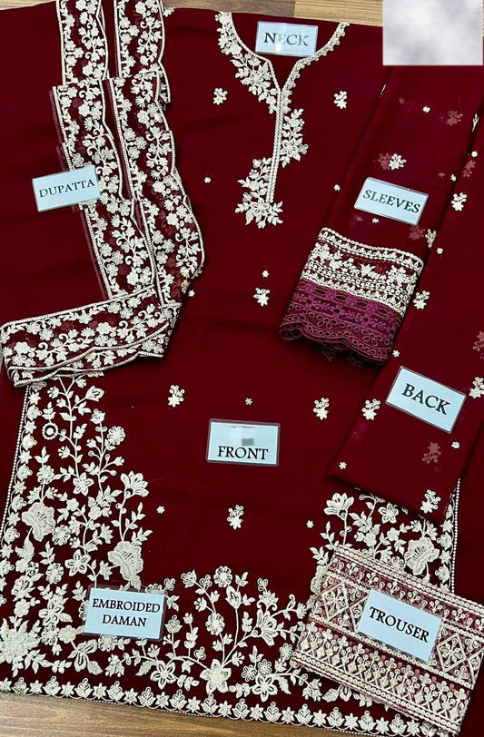 Velnora Luxury Embroidered Chiffon Suit – Ready to Wear with Heavy Embroidery & Fancy Dupatta