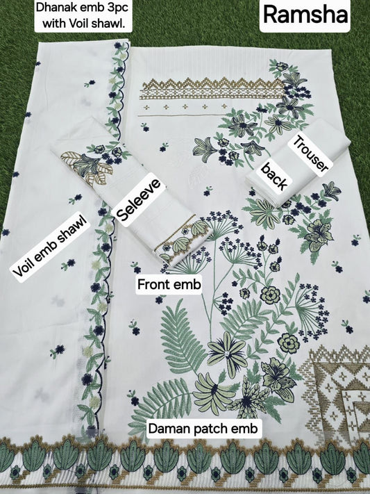 VELNORACLOTHING Winter Collection – Premium Dhanak Embroidered 3PC Set