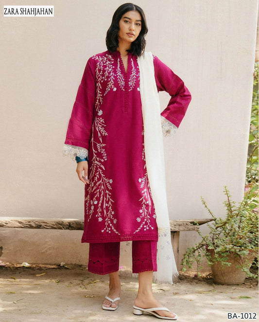 VELNORACLOTHING Winter Collection – Luxury Dhanak Embroidered 3PC Suit with Dupatta