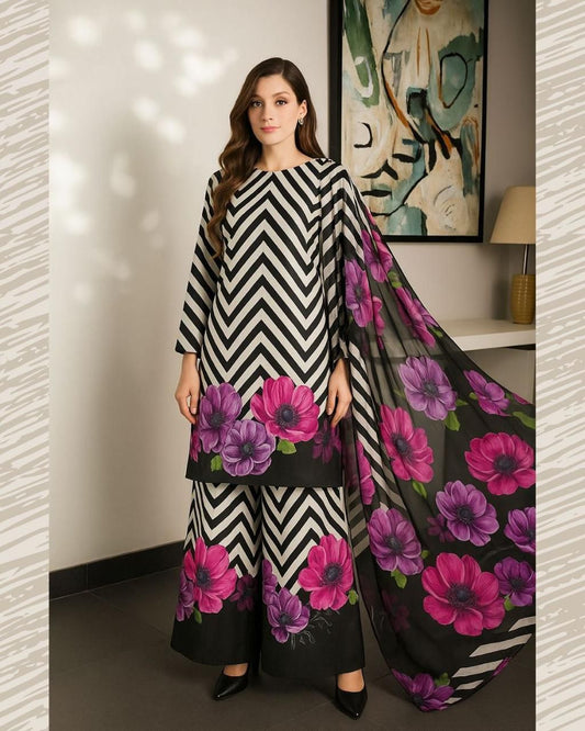New Arrival | Tie & Dye Digital Printed 3PC Shamooz Silk Suit – VELNORA CLOTHING